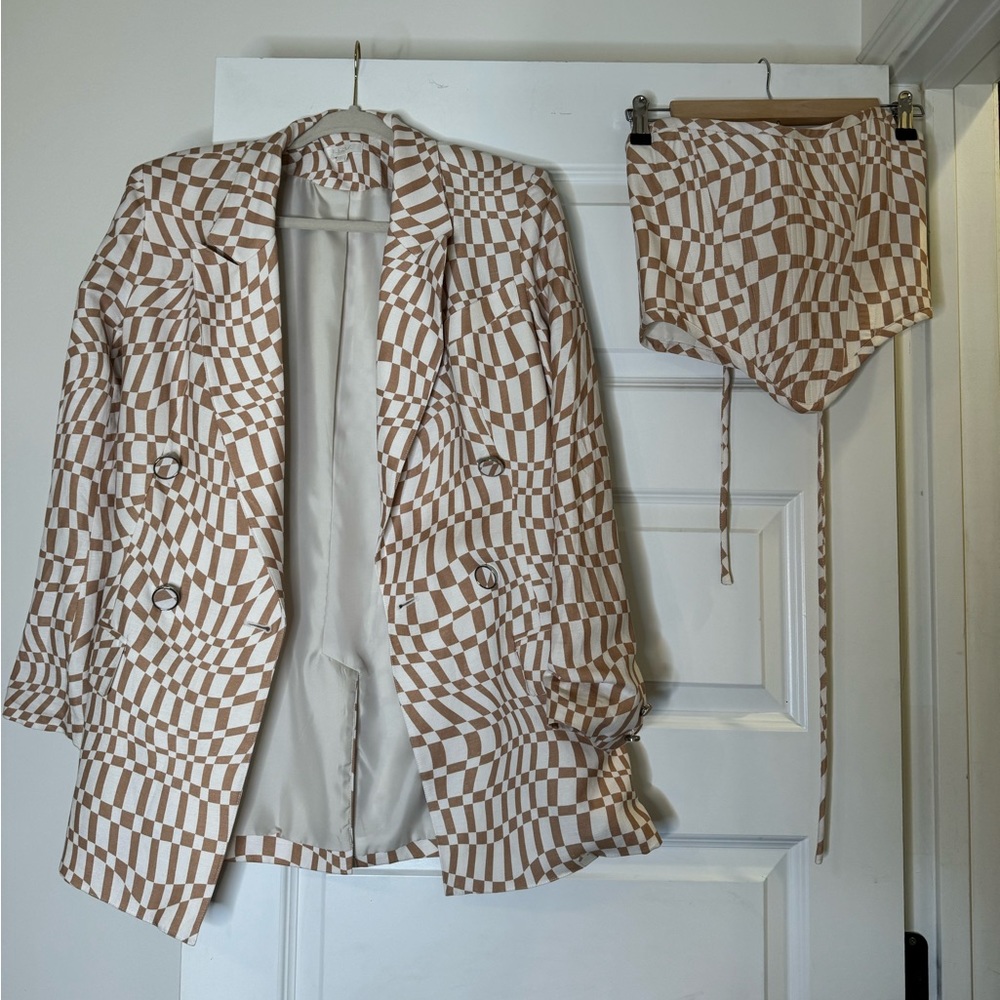 custom design - abstract pattern - blazer / corset / short matching set
